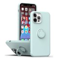 For iPhone 15 Pro Max Ring Kickstand Silicone Phone Case(Light Cyan)