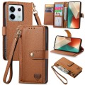 For Redmi Note 13 Pro 5G Love Zipper Lanyard Leather Phone Case(Brown)