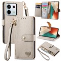 For Redmi Note 13 Pro 5G Love Zipper Lanyard Leather Phone Case(Gray)