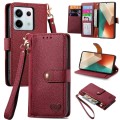 For Redmi Note 13 Pro 5G Love Zipper Lanyard Leather Phone Case(Red)