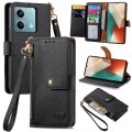 For Redmi Note 13 5G Love Zipper Lanyard Leather Phone Case(Black)