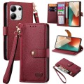 For Redmi Note 13 Pro 4G Love Zipper Lanyard Leather Phone Case(Red)