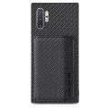 For Samsung Galaxy Note10+ Carbon Fiber Magnetic Card Bag Phone Case(Black)