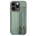 For iPhone 15 Plus Carbon Fiber Horizontal Flip Zipper Wallet Phone Case(Green)