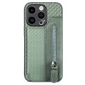 For iPhone 15 Pro Max Carbon Fiber Horizontal Flip Zipper Wallet Phone Case(Green)