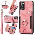 For Samsung Galaxy Note20 Retro Skin-feel Ring multi-card Wallet Phone Case(Pink)