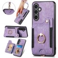 For Samsung Galaxy S23 FE 5G Retro Skin-feel Ring multi-card Wallet Phone Case(Purple)