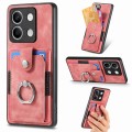 For Xiaomi Redmi Note 13 4G Retro Skin-feel Ring Card Wallet Phone Case(Pink)