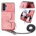 For Samsung Galaxy A24 4G Crossbody Multi-function Zipper Wallet Phone Case(Pink)
