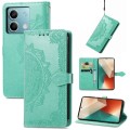 For Xiaomi Redmi  Note 13 5G Mandala Flower Embossed Leather Phone Case(Green)