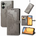 For Xiaomi Redmi 13C Mandala Flower Embossed Leather Phone Case(Grey)