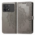 For Xiaomi Redmi K70 Mandala Flower Embossed Leather Phone Case(Grey)