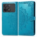 For Xiaomi Redmi K70 Mandala Flower Embossed Leather Phone Case(Blue)
