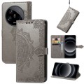 For Xiaomi 14 Ultra Mandala Flower Embossed Leather Phone Case(Grey)