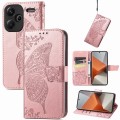 For Xiaomi Redmi Note 13 Pro+ Butterfly Love Flower Embossed Leather Phone Case(Rose Gold)