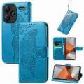 For Xiaomi Redmi Note 13 Pro+ Butterfly Love Flower Embossed Leather Phone Case(Blue)