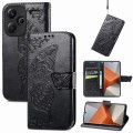 For Xiaomi Redmi Note 13 Pro+ Butterfly Love Flower Embossed Leather Phone Case(Black)
