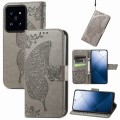 For Xiaomi 14 Pro Butterfly Love Flower Embossed Leather Phone Case(Grey)
