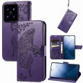 For Xiaomi 14 Pro Butterfly Love Flower Embossed Leather Phone Case(Dark Purple)