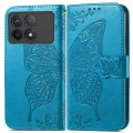 For Xiaomi Redmi K70 Butterfly Love Flower Embossed Leather Phone Case(Blue)