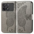 For Xiaomi Redmi K70 Butterfly Love Flower Embossed Leather Phone Case(Grey)