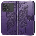 For Xiaomi Redmi K70 Butterfly Love Flower Embossed Leather Phone Case(Dark Purple)