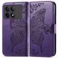 For Xiaomi Redmi K70E Butterfly Love Flower Embossed Leather Phone Case(Dark Purple)