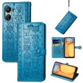 For Xiaomi Redmi 13C Cat and Dog Embossed Leather Phone Case(Blue)