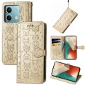 For Xiaomi Redmi Note 13 Cat and Dog Embossed Leather Phone Case(Gold)