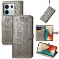 For Xiaomi Redmi Note 13 Pro Cat and Dog Embossed Leather Phone Case(Grey)