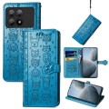 For Xiaomi Redmi K70E Cat and Dog Embossed Leather Phone Case(Blue)