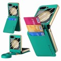 For Samsung Galaxy Z Flip5 5G Crossbody Electroplated Case-film Integrated Wallet Phone Case(Green)