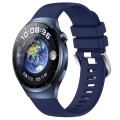 For Huawei Watch 4 Pro 22mm Liquid Glossy Silver Buckle Silicone Watch Band(Dark Blue)