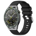 For Huawei Watch GT3 SE 22mm Liquid Glossy Silver Buckle Silicone Watch Band(Black)