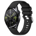 For Huawei Watch GT3 46mm 22mm Liquid Glossy Silver Buckle Silicone Watch Band(Black)