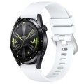 For Huawei Watch GT3 46mm 22mm Liquid Glossy Silver Buckle Silicone Watch Band(White)