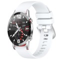 For Huawei Watch GT2 46mm 22mm Liquid Glossy Silver Buckle Silicone Watch Band(White)