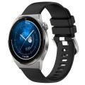 For Huawei Watch GT3 Pro 43mm 20mm Liquid Glossy Silver Buckle Silicone Watch Band(Black)