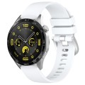 For Huawei Watch GT4 41mm 18mm Liquid Glossy Silver Buckle Silicone Watch Band(White)