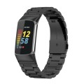 For Fitbit Charge 6 Three Beads Stainless Steel Metal Watch Band(Black)
