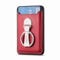Magsafe Folding Ring Phone Card Bag Case for iPhone 15 / iPhone 14 / iPhone 13(Red)