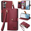 For Samsung Galaxy S23 5G Love Zipper Lanyard Leather Phone Case(Red)