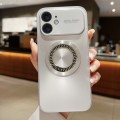 For iPhone 12 Large Window Diamond Magnifier Magnetic Phone Case(Silver)