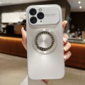For iPhone 11 Pro Large Window Diamond Magnifier Magnetic Phone Case(Silver)