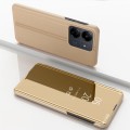 For Xiaomi Redmi 13C Plated Mirror Horizontal Flip Leather Phone Case with Holder(Gold)