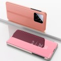 For Xiaomi 14 Plated Mirror Horizontal Flip Leather Phone Case with Holder(Rose Gold)
