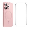 For iPhone 15 Pro Max ENKAY MagSafe Matte TPU Phone Case with Lens Film & Screen Glass Film(Pink)
