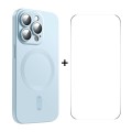 For iPhone 15 Pro Max ENKAY MagSafe Matte TPU Phone Case with Lens Film & Screen Glass Film(Blue)