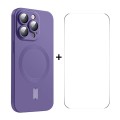 For iPhone 15 Pro Max ENKAY MagSafe Matte TPU Phone Case with Lens Film & Screen Glass Film(Purple)