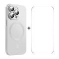 For iPhone 15 Pro ENKAY MagSafe Matte TPU Phone Case with Lens Film & Screen Glass Film(Silver)